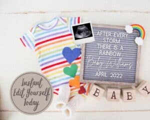 rainbow baby announcement ideas to customize