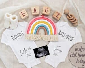 rainbow baby twins announcement ideas to customize