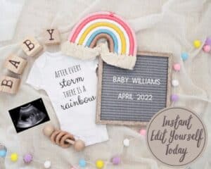 rainbow baby announcement ideas to customize